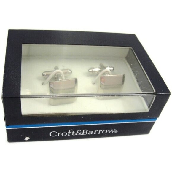 Croft & Barrow Cufflinks Silver Tone Wedding Tux Vintage IOB - Picture 3 of 16
